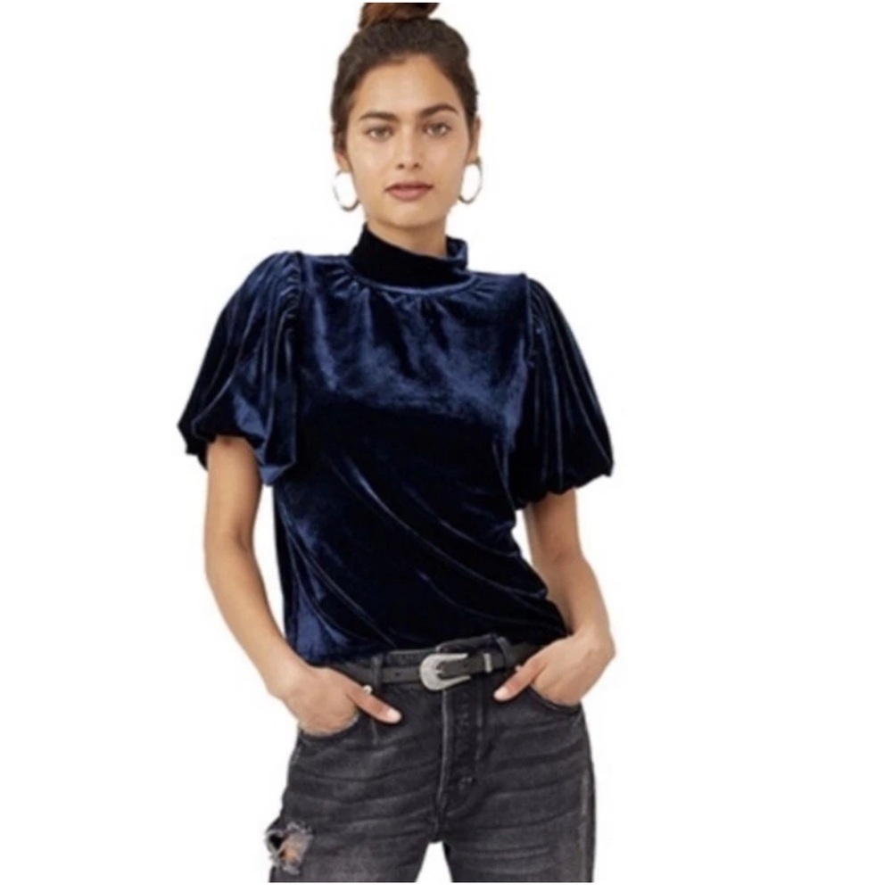 Free People Claudia Velvet Mock‎ Neck Top